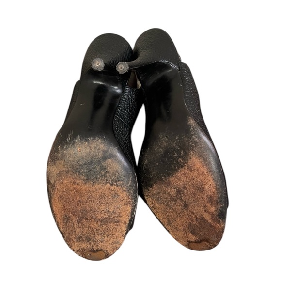 Vintage Falenti Black Leather Slingback Peep-toe heels - Picture 8 of 10